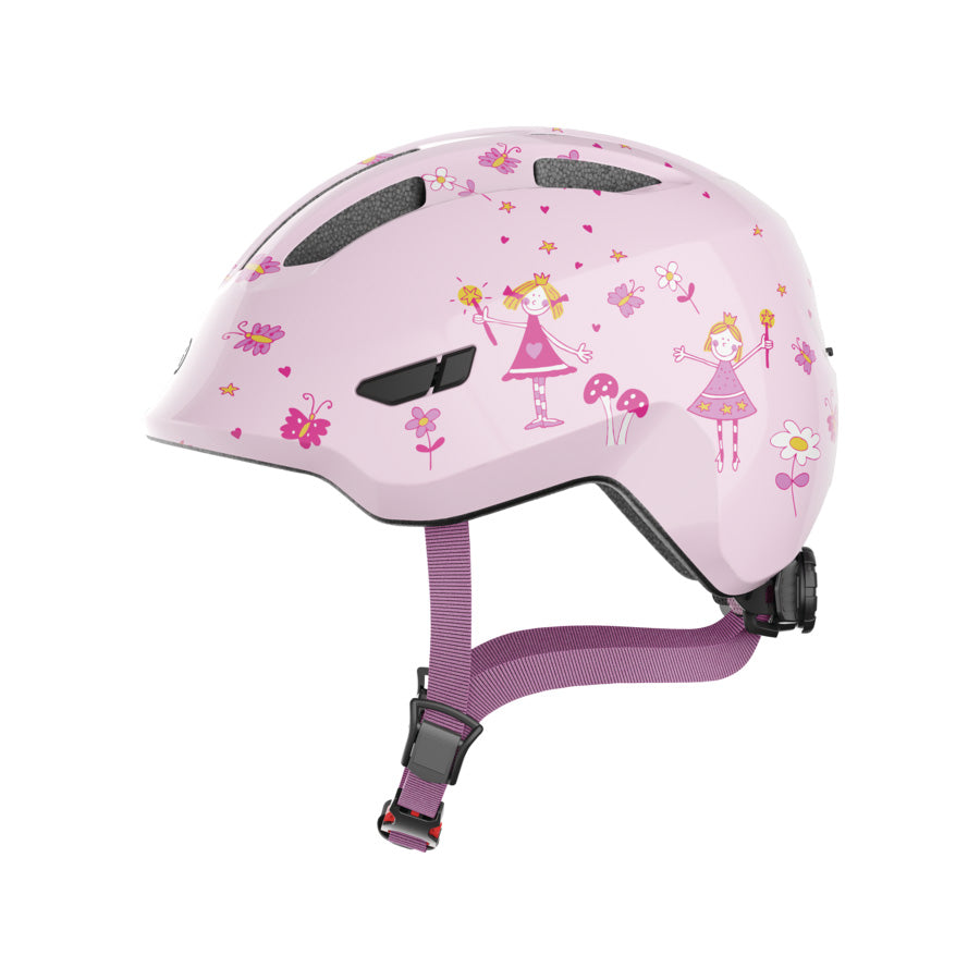 CASQUE ENFANT BABY ABUS SMILEY 3.0 ROSE PRINCESS IN MOLD AVEC REGLAGE OCCIPITAL T.S 45/50