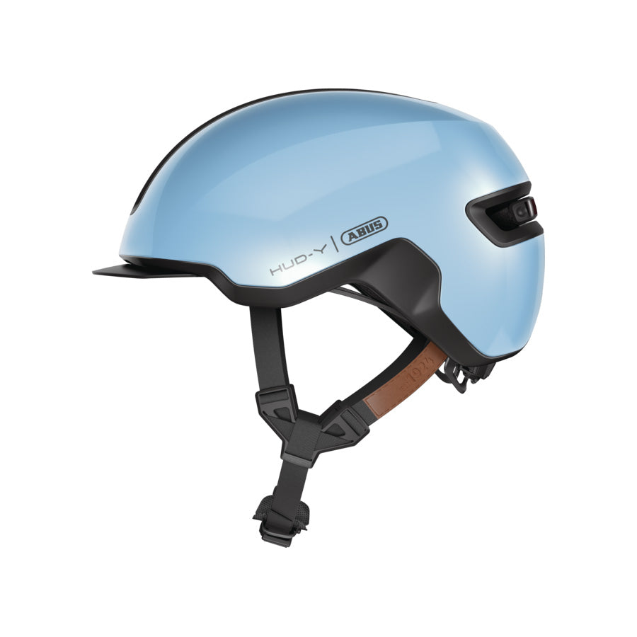 CASQUE URBAIN ABUS HUD-Y BLEU GLACE IN MOLD ECLAIRAGE MAGNET. AVEC REGLAGE OCCIPITAL T.M