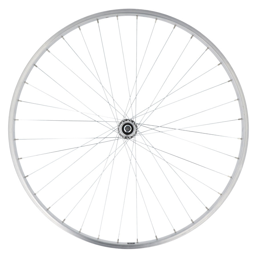 ROUE VTC 28" AR ECROU AXE PLEIN JANTE ARGENT MACH1 M110 MOY.VELOX URBAN A VISSER 1V V-BR.3