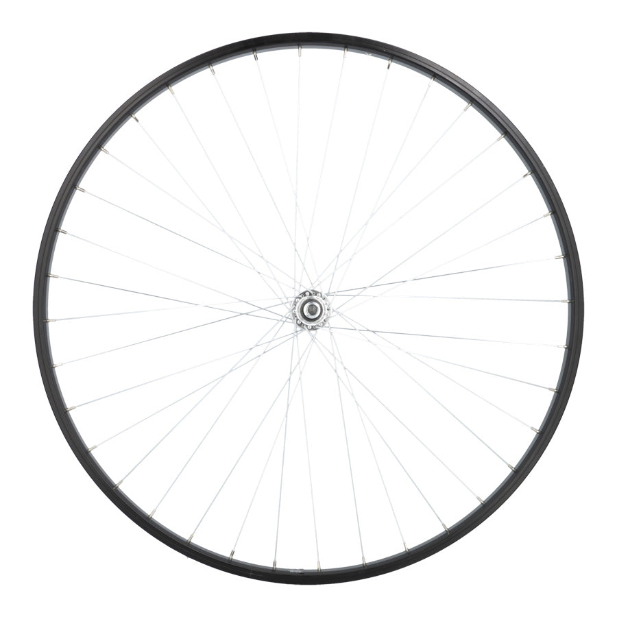 ROUE VTC 28" AV ECROU AXE PLEIN JANTE ALU NOIR MACH1 M110 MOY. VELOX URBAN V-BRAKE 36T