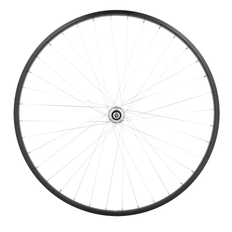 ROUE VTC 28" AR ECROU AXE PLEIN JANTE NOIR MACH1 M110 MOY.VELOX URBAN A VISSER 5/6/7V V-BR