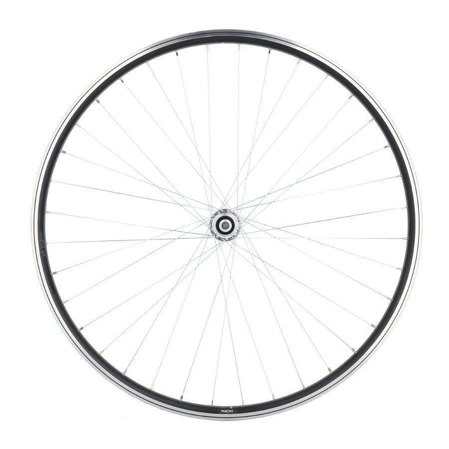 ROUE VTC 28" AR ECROU AXE PLEIN JANTE NOIR MACH1 M840 MOY.VELOX URBAN A VISSER 5/6/7V V-BR