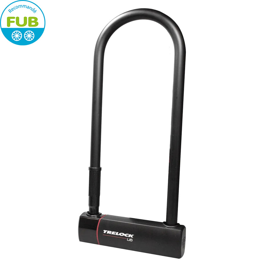 ANTIVOL VELO U 108 X 300MM TRELOCK U6 L NOIR AVEC SUPPORT (DIAM 16MM) RECOMMANDE FUB