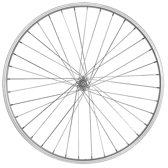 ROUE VTC 28" AV BLOCAGE JANTE ARGENT MACH1 M110. MOYEU MICHE MAGNUM V-BRAKE 36T