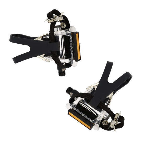 PEDALE ROUTE OPTIMIZ ALU PROFILEE ARGENT D9/16 AVEC CALES PIEDS (PR)