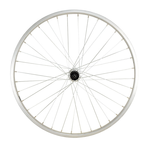 ROUE VTT 24" AR BLOCAGE K7 JANTE ARGENT MACH1 M110. MOYEU SHIMANO TX500 V-BRAKE 8/9/10V