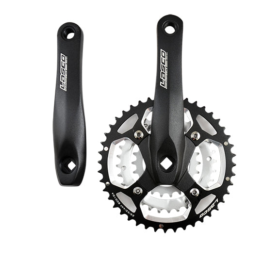 PEDALIER VTT TRIPLE 44-32-22D L170 ALU LASCO NOIR/ARGENT COMPATIBLE 9V. (AXE CARRE 110)
