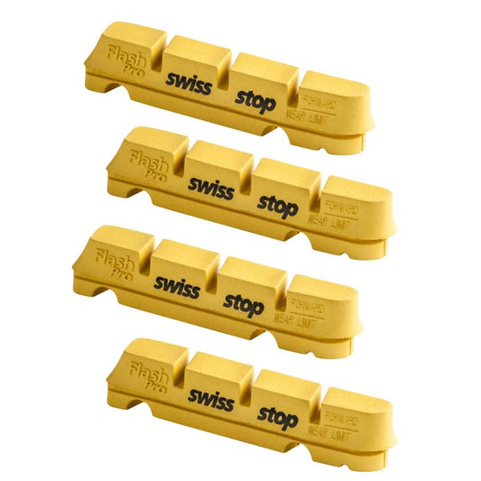 PATIN ROUTE SWISSSTOP FLASH PRO YELLOW KING JTE CARBONE ADAPT. SHIMANO ET SRAM (2 PAIRES)