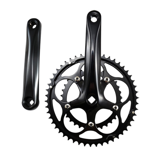 PEDALIER ROUTE COMPACT 50-34D L170 LASCO NOIR ALU 8/9/10V (AXE CARRE 110MM)