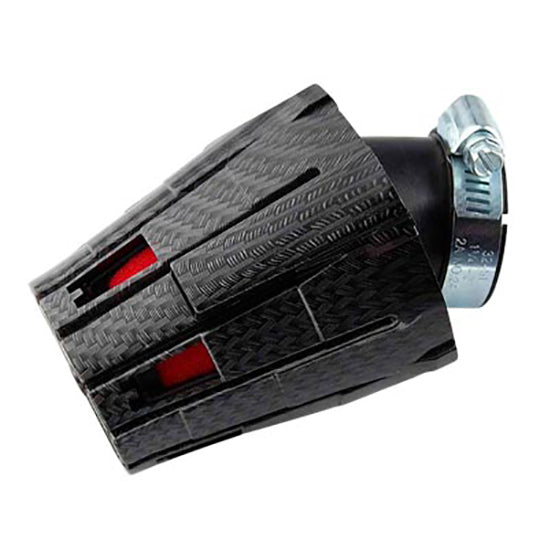 FILTRE A AIR TUN'R D28-35 E5 COUDE 45° CARBONE BRILLANT/MOUSSE ROUGE
