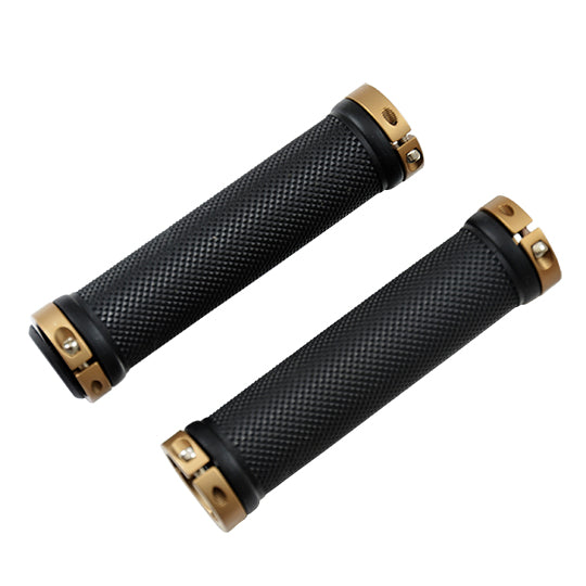 POIGNEE VELO OPTIMIZ 130MM LOCK ON DOUBLE BRONZE/NOIR (PR)