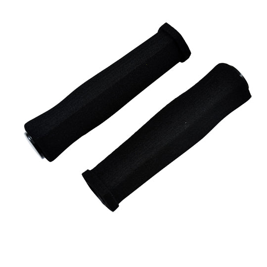POIGNEE VELO 127MM MOUSSE HEXAGONALE NOIR AVEC BOUCHONS (PR)