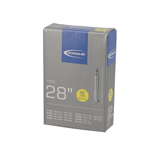 CHAMBRE A AIR VELO 700C (18/28-622 - 22/25-630 ) VP 60 MM SCHWALBE STANDARD SV15