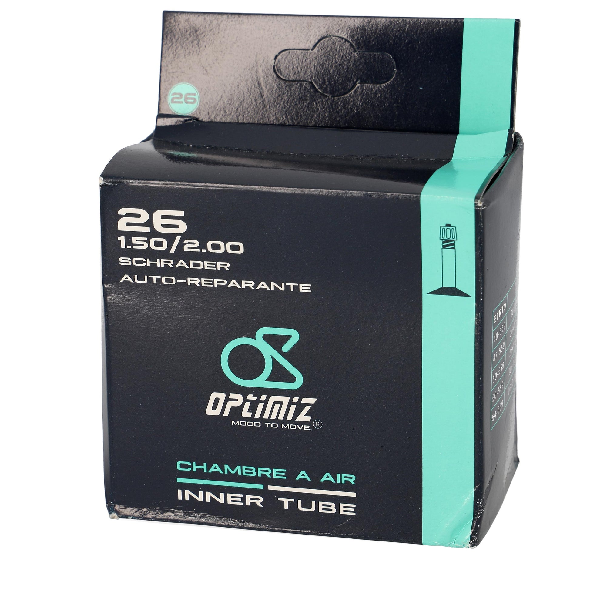 CHAMBRE A AIR VELO 26" X 1.50-2.00 (38/50-559) VS OPTIMIZ ANTI-CREVAISON