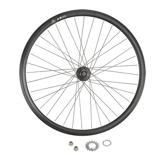 ROUE FIXIE 700 AR ECROU AXE PLEIN JANTE NOIR MACH1 550. MOYEU NOIR FLIP/FLOP 16DTS
