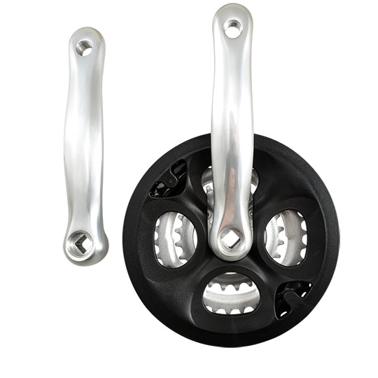 PEDALIER VTT TRIPLE 42-34-24D L170 ALU NOIR 7/8V AVEC PARE CHAINE DEMONTABLE (AXE CARRE 12