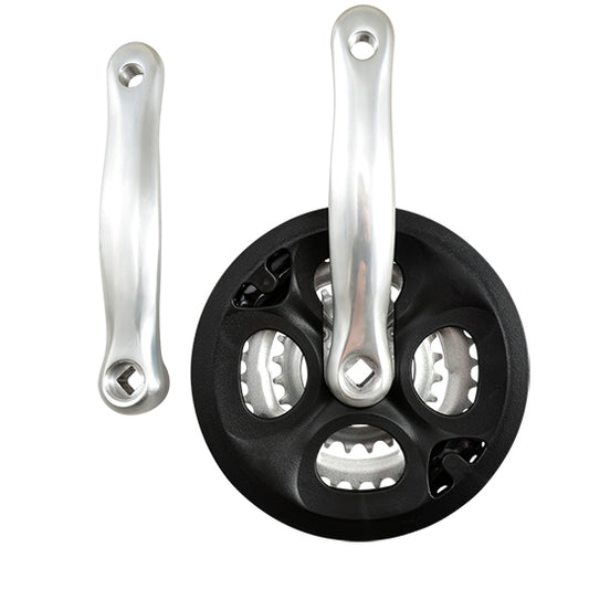 PEDALIER VTT TRIPLE 42-34-24D L170 ALU NOIR 7/8V AVEC PARE CHAINE DEMONTABLE (AXE CARRE 12