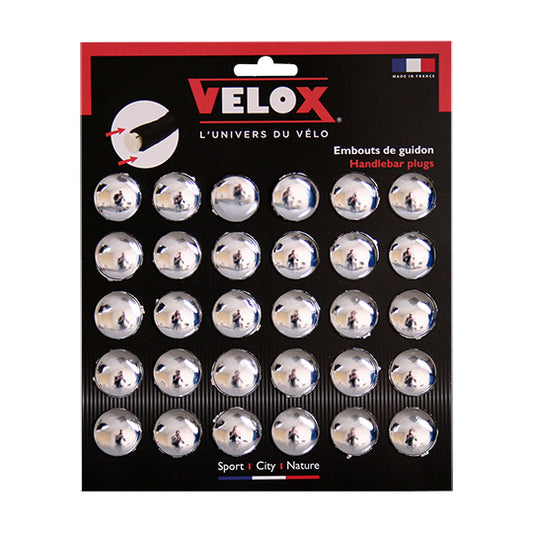 BOUCHON CINTRE/GUIDON ROUTE VELOX A EMBOITER PLASTIQUE CHROME (15 PR)