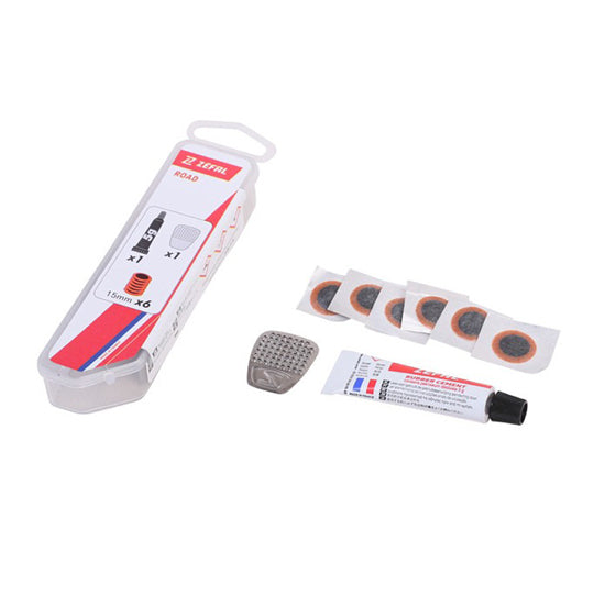 NECESSAIRE REPARATION ZEFAL ROUTE 6 PIECES 15MM/1 TUBE DISSOLUTION/1 RAPE (KIT)