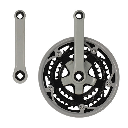 PEDALIER VTT TRIPLE 48-38-28D L152 20"/24" ACIER NOIR (MANIVELLES PLASTIFIEES)