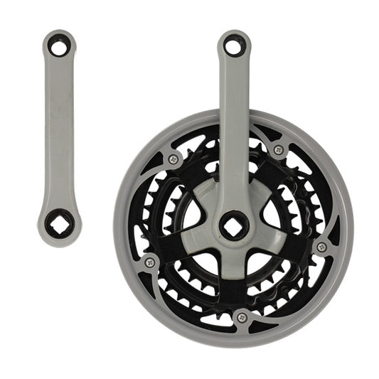 PEDALIER VTT TRIPLE 48-38-28D L152 20"/24" ACIER NOIR (MANIVELLES PLASTIFIEES)