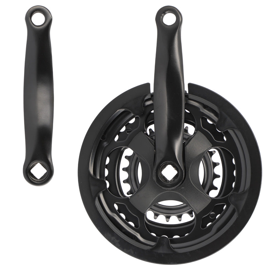 PEDALIER VTT TRIPLE 42-34-24D L152 20"/24" ACIER NOIR (MANIVELLES PLASTIFIEES)