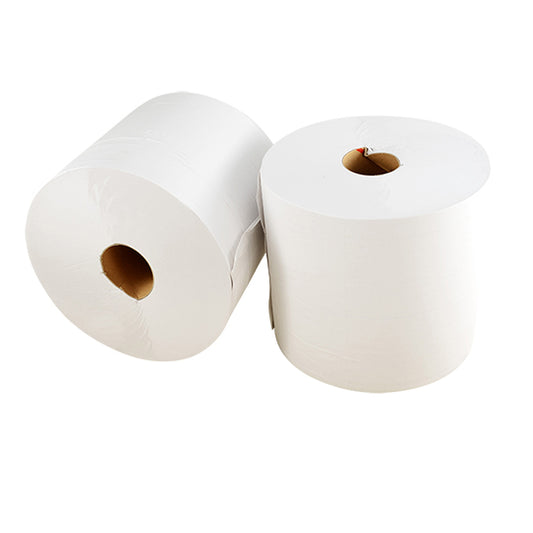 BOBINE PAPIER ESSUIE MAINS BLANC 100 % RECYCLE ROULEAU 300M (LOT DE 2) MADE IN FRANCE
