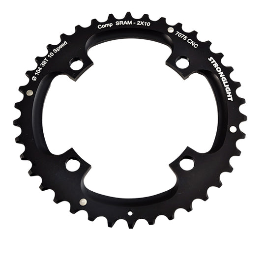 PLATEAU VTT DOUBLE DIAM 104 EXT. 38DTS NOIR 4BR. ALU 7075 STRONG 10V SRAM (PLATEAU FILETE)