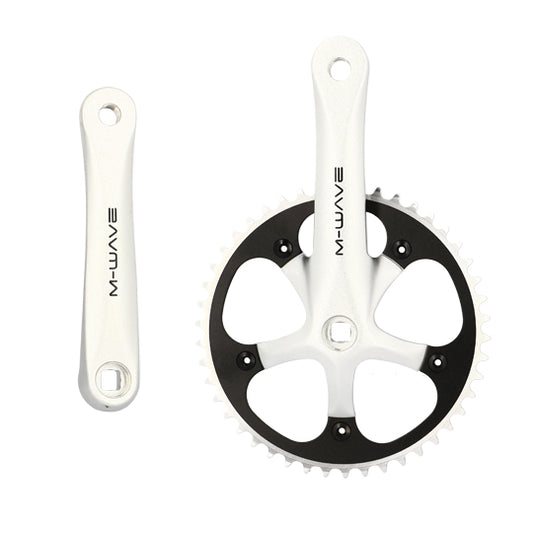 PEDALIER MONO PISTE/FIXIE 46D L165 ALU ARGENT/NOIR (DIAM 130/AXE CARRE DECALE 110.5)