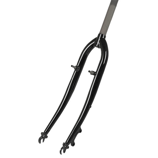 FOURCHE VTC 28" ACIER FILETE 1" 1/8 NOIRE V-BRAKE A TASSEAUX+DISQUE IS