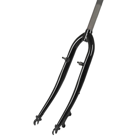 FOURCHE VTC 28" ACIER FILETE 1" 1/8 NOIRE V-BRAKE A TASSEAUX+DISQUE IS