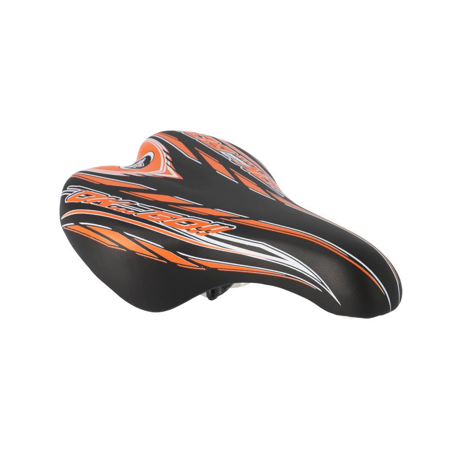 SELLE ENFANT KID 16/20 POUCES MONTE GRAPPA 996 OK GO NOIR/ORANGE AVEC CHARIOT DE SELLE