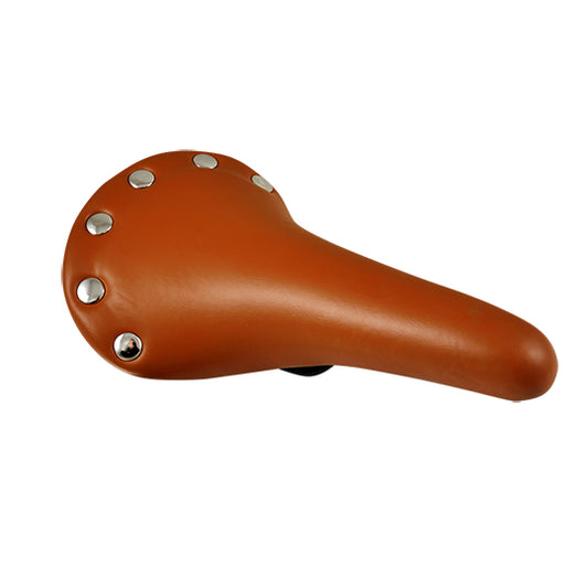 SELLE ROUTE/VILLE IMITATION CUIR MARRON RIVET INOX
