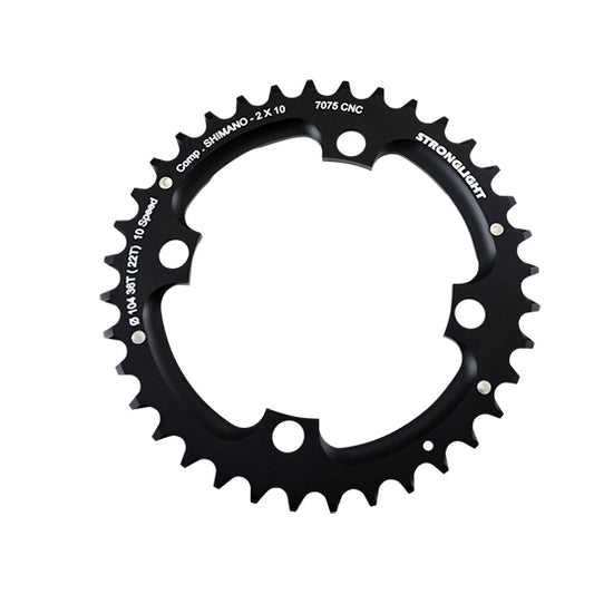 PLATEAU VTT DOUBLE DIAM 104 EXTER 36DTS NOIR 4 BR. ALU 7075 STRONG COMP. SHIMANO 10V