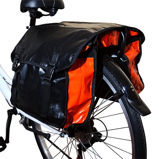 SACOCHE VELO PORTE BAGAGE A PONT 2 VOLUMES OPTIMIZ  NOIR/ROUGE - 25L - 360X115X310MM