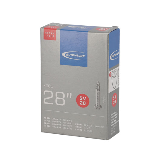 CHAMBRE A AIR VELO 700C (18/25-622) VP 40 MM SCHWALBE EXTRA LIGHT SV20