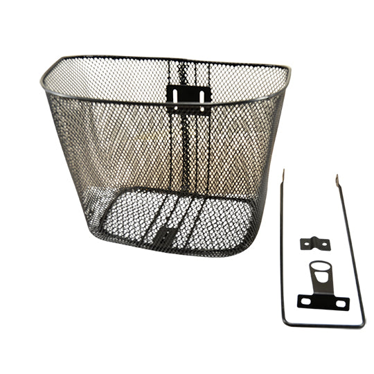 PANIER AV ACIER MAILLE PLASTIFIE CITY NOIR FIX.PIVOT FOURCHE 25.4 ET ROUE 26/28''