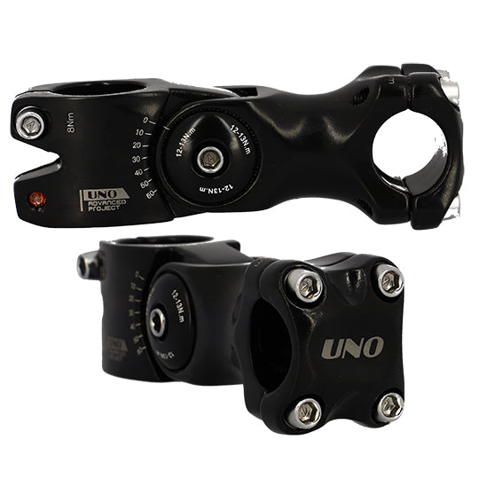 POTENCE REGLABLE AHEAD SET 1"1/8 L90 UNO ALU NOIR 0 A 60° (CINTRE 25.4)