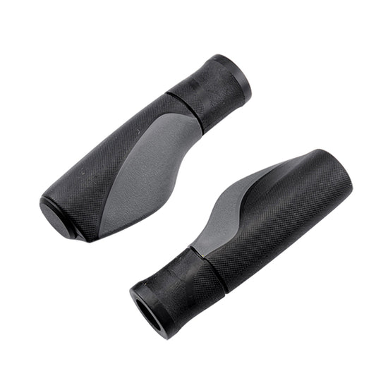 POIGNEE VELO OPTIMIZ 130MM ERGONOMIQUE PREDECOUPE NOIR/GRIS AVEC BOUCHONS (PR)
