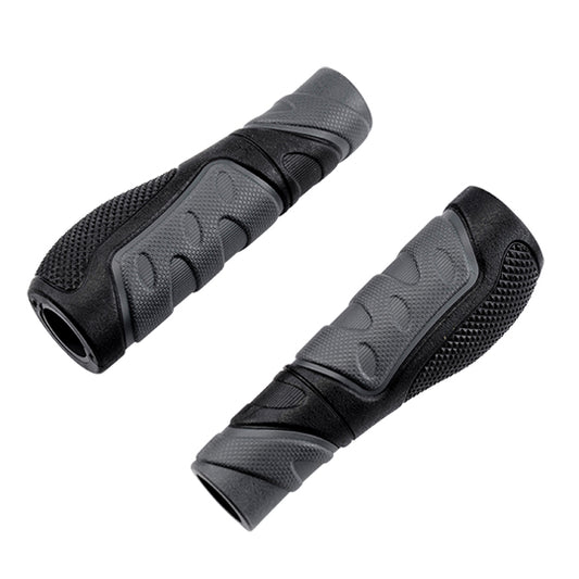 POIGNEE VELO OPTIMIZ 128MM ERGONOMIQUE PREDECOUPE NOIR/GRIS AVEC BOUCHONS (PR)