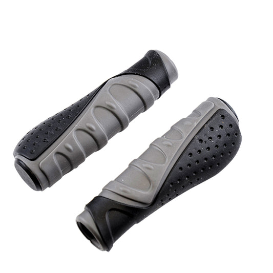 POIGNEE VELO CLARKS 130MM ERGONOMIQUE NOIR/GRIS AVEC BOUCHONS (PR)