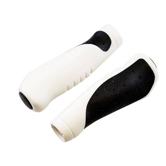 POIGNEE VELO CLARKS 132MM ERGONOMIQUE BLANC/NOIR AVEC BOUCHONS (PR)