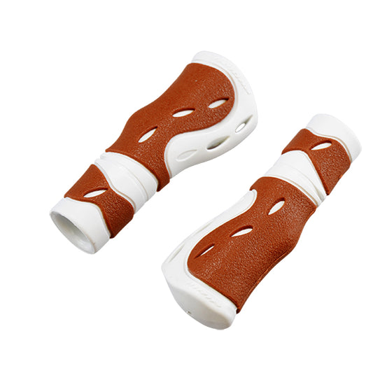 POIGNEE VELO PROGRIP 989 DUAL 120MM ERGONOMIQUE PREDECOUPE BLANC/MARRON (PR)