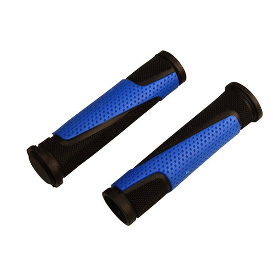 POIGNEE VELO PROGRIP 807 125MM NOIR/BLEU AVEC BOUCHONS (PR)