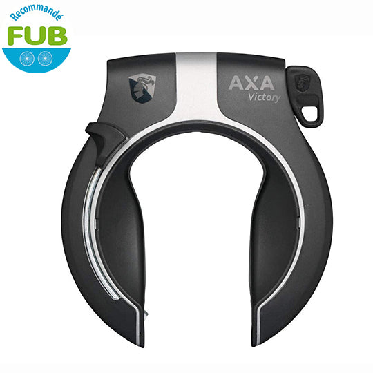 ANTIVOL VELO FER A CHEVAL AXA VICTORY NOIR MAT/ARGENT (OUVERTURE 56MM) (RECOMMANDE FUB)