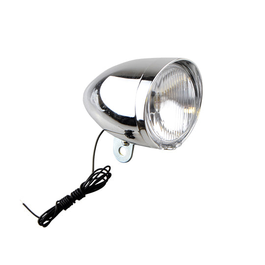 ECLAIRAGE VELO AV/PROJECTEUR DYNAMO FIXATION FOURCHE HALOGENE TYPE HOLLANDAIS CHROME