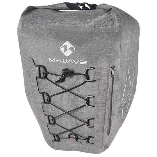 SACOCHE VELO PORTE BAGAGE M WAVE GRIS 100% WATERPROOF 25LITRES -330X145X610MM-
