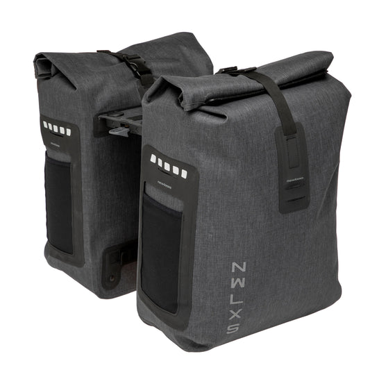 SACOCHE VELO PORTE BAGAGE A PONT NEWLOOXS VARO DOUBLE PANNIER GRIS RACKTIME - 40 LITRES -