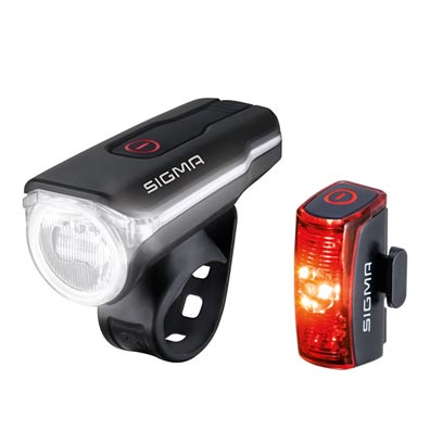 ECLAIRAGE VELO AV+AR RECHARG.MICRO USB SIGMA AURA 60/INFINTY FIXATION CINTRE/TIGE DE SELLE