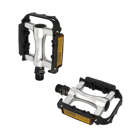 PEDALE VTT ALU OPTIMIZ NOIR/ARGENT D9/16  (PR) (CALES-PIED ADAPTABLE)